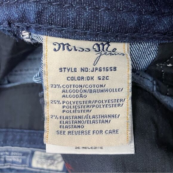 Miss Me Y2K Jeans Women's Size 29 Bling Rhinestone Back Flap Bootcut Dark Wash - Picture 10 of 12